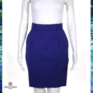 LOUIS FERAUD Dark Violet Pleated Slim Pencil Skirt